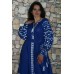 Boho Style Ukrainian Embroidered Maxi Broad Dress Blue "Grace"